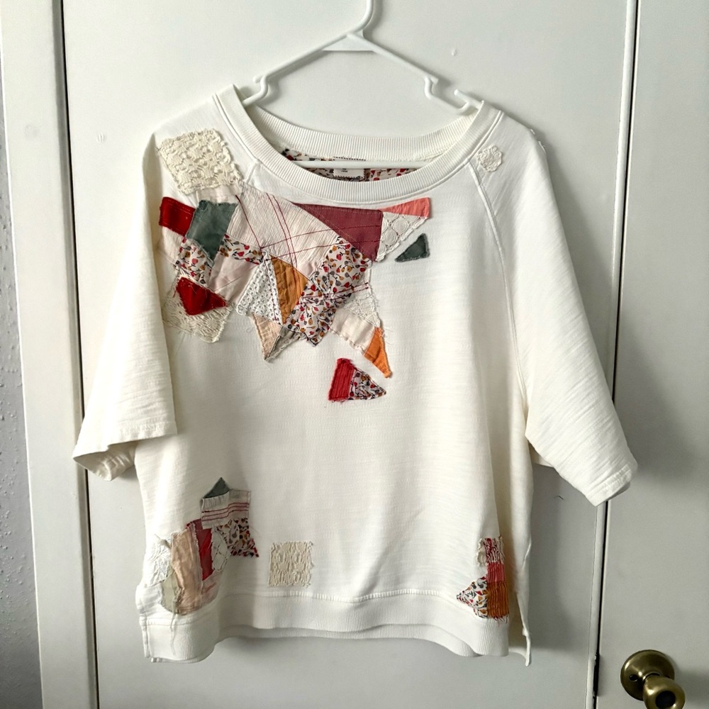 Anthropologie Postmark Patchwork Boxy Boho Short … - image 2